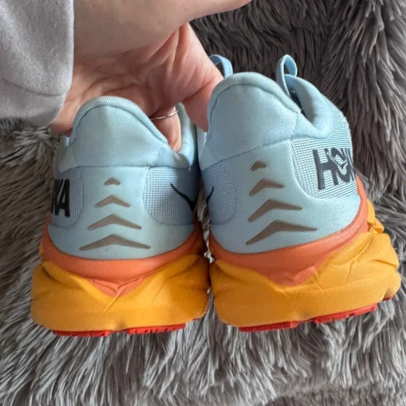 Hoka One One Sky Blue and Tangerine Athletic Shoes - Picture 2 of 9